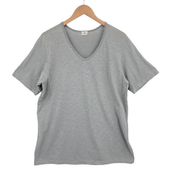AG Adriano Goldschmied T Shirt Top Women Large Gray Stripe Short Sleeve Pullover - Picture 1 of 11